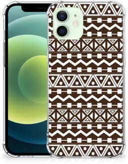 B2Ctelecom Hoesje met naam iPhone 12 Mini Telefoonhoesje  met doorzichtige rand Aztec Brown