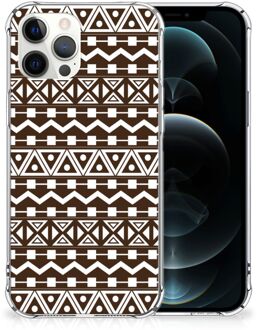 B2Ctelecom Hoesje met naam iPhone 12 Pro Max Telefoonhoesje  met doorzichtige rand Aztec Brown