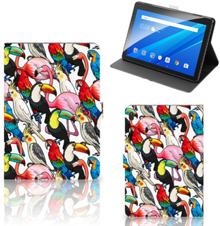 B2Ctelecom Hoesje met naam Lenovo Tab E10 Tablet Hoes met Standaard Birds