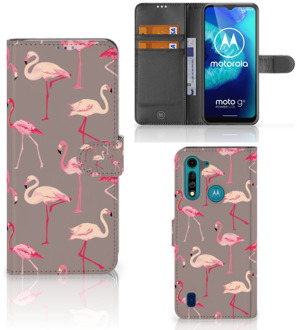 B2Ctelecom Hoesje met naam Motorola G8 Power Lite Wallet Book Case Flamingo