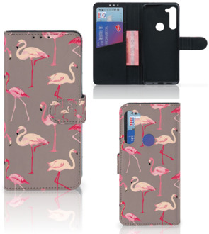 B2Ctelecom Hoesje met naam Motorola G8 Power Wallet Case Flamingo