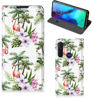 B2Ctelecom Hoesje met naam Motorola Moto G Pro Telefoonhoesje Flamingo Palms