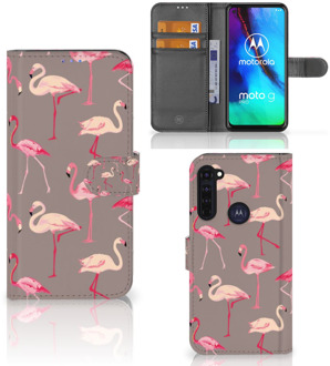 B2Ctelecom Hoesje met naam Motorola Moto G Pro Wallet Book Case Flamingo