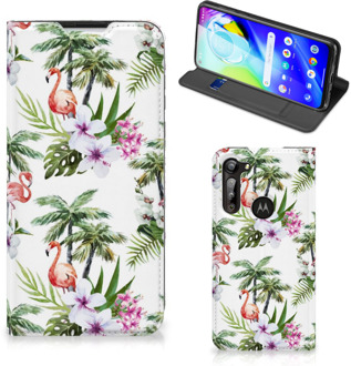 B2Ctelecom Hoesje met naam Motorola Moto G8 Power Telefoonhoesje Flamingo Palms