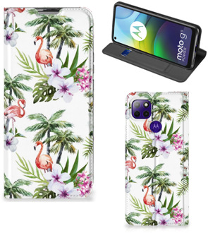 B2Ctelecom Hoesje met naam Motorola Moto G9 Power Telefoonhoesje Flamingo Palms