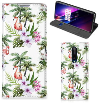 B2Ctelecom Hoesje met naam OnePlus 8 Telefoonhoesje Flamingo Palms