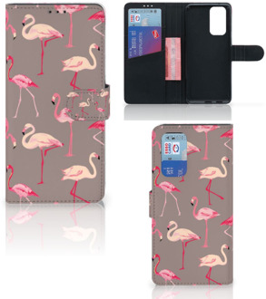 B2Ctelecom Hoesje met naam OnePlus 9 Pro Wallet Book Case Flamingo