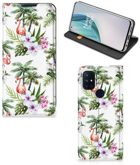 B2Ctelecom Hoesje met naam OnePlus Nord N10 5G Telefoonhoesje Flamingo Palms