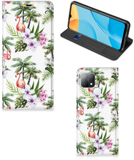 B2Ctelecom Hoesje met naam OPPO A15 Telefoonhoesje Flamingo Palms