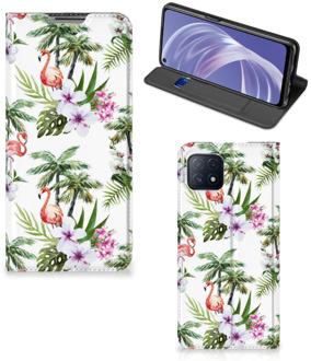 B2Ctelecom Hoesje met naam OPPO A73 5G Telefoonhoesje Flamingo Palms