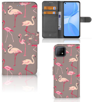 B2Ctelecom Hoesje met naam OPPO A73 5G Wallet Book Case Flamingo