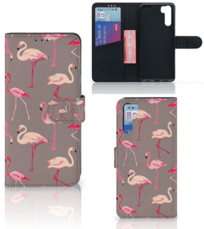 B2Ctelecom Hoesje met naam OPPO A91 | Reno3 Wallet Case Flamingo