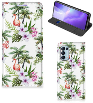 B2Ctelecom Hoesje met naam OPPO Find X3 Lite Telefoonhoesje Flamingo Palms