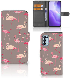 B2Ctelecom Hoesje met naam OPPO Find X3 Lite Wallet Book Case Flamingo