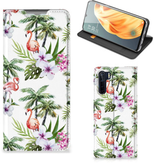 B2Ctelecom Hoesje met naam OPPO Reno3 | A91 Telefoonhoesje Flamingo Palms