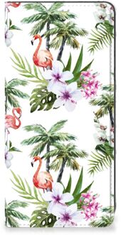 B2Ctelecom Hoesje met naam Samsung Galaxy A21s Telefoonhoesje Flamingo Palms