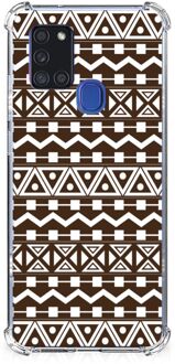 B2Ctelecom Hoesje met naam Samsung Galaxy A21s Telefoonhoesje  met doorzichtige rand Aztec Brown