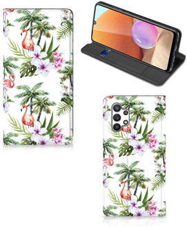 B2Ctelecom Hoesje met naam Samsung Galaxy A32 4G Telefoonhoesje Flamingo Palms