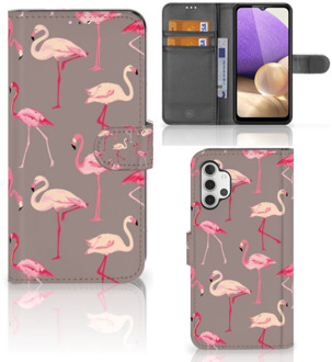 B2Ctelecom Hoesje met naam Samsung Galaxy A32 4G Wallet Book Case Flamingo