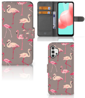 B2Ctelecom Hoesje met naam Samsung Galaxy A32 5G Wallet Book Case Flamingo