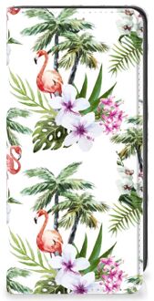 B2Ctelecom Hoesje met naam Samsung Galaxy A41 Telefoonhoesje Flamingo Palms