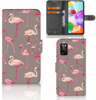 B2Ctelecom Hoesje met naam Samsung Galaxy A41 Wallet Case Flamingo