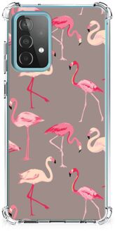 B2Ctelecom Hoesje met naam Samsung Galaxy A52 4G/5G Telefoonhoesje  met doorzichtige rand Flamingo