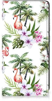 B2Ctelecom Hoesje met naam Samsung Galaxy A52 Telefoonhoesje Flamingo Palms