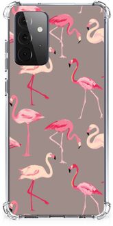 B2Ctelecom Hoesje met naam Samsung Galaxy A72 4G/5G Telefoonhoesje  met doorzichtige rand Flamingo