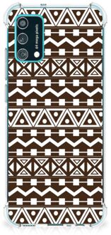 B2Ctelecom Hoesje met naam Samsung Galaxy M02s | A02s Telefoonhoesje  met doorzichtige rand Aztec Brown