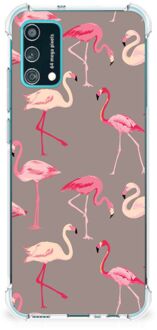 B2Ctelecom Hoesje met naam Samsung Galaxy M02s | A02s Telefoonhoesje  met doorzichtige rand Flamingo