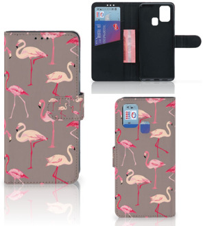 B2Ctelecom Hoesje met naam Samsung Galaxy M31 Wallet Book Case Flamingo