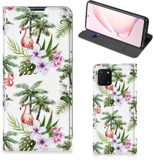 B2Ctelecom Hoesje met naam Samsung Galaxy Note 10 Lite Telefoonhoesje Flamingo Palms