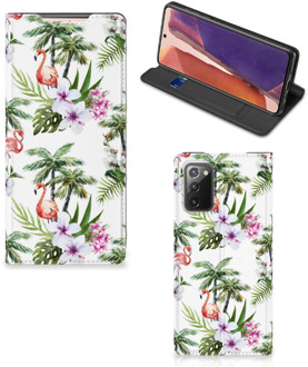 B2Ctelecom Hoesje met naam Samsung Galaxy Note20 Telefoonhoesje Flamingo Palms