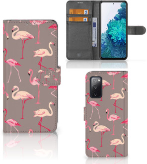 B2Ctelecom Hoesje met naam Samsung Galaxy S20FE Wallet Book Case Flamingo