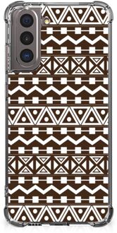 B2Ctelecom Hoesje met naam Samsung Galaxy S21 Telefoonhoesje  met doorzichtige rand Aztec Brown