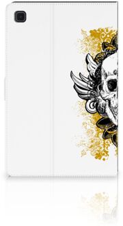 B2Ctelecom Hoesje met naam Samsung Galaxy Tab A7 (2020) Tablet Hoes met Magneetsluiting Skull Gold