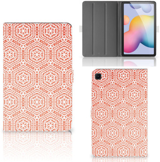 B2Ctelecom Hoesje met naam Samsung Galaxy Tab S6 Lite Cover met Standaard Pattern Orange