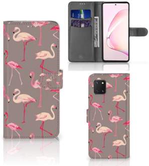 B2Ctelecom Hoesje met naam Samsung Note 10 Lite Wallet Case Flamingo