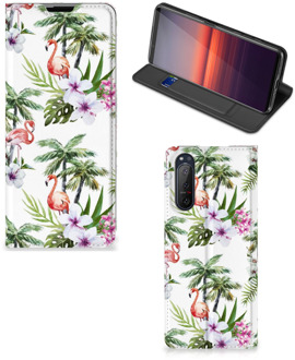 B2Ctelecom Hoesje met naam Sony Xperia 5 II Telefoonhoesje Flamingo Palms