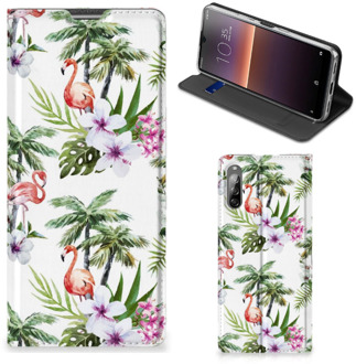 B2Ctelecom Hoesje met naam Sony Xperia L4 Telefoonhoesje Flamingo Palms