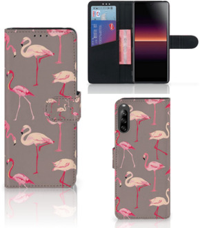 B2Ctelecom Hoesje met naam Sony Xperia L4 Wallet Case Flamingo