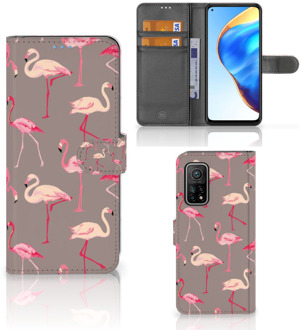 B2Ctelecom Hoesje met naam Xiaomi Mi 10T Pro | Mi 10T Wallet Book Case Flamingo