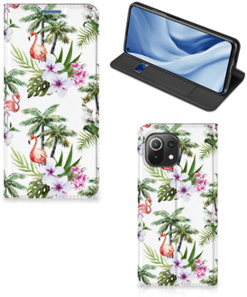 B2Ctelecom Hoesje met naam Xiaomi Mi 11 Lite Telefoonhoesje Flamingo Palms