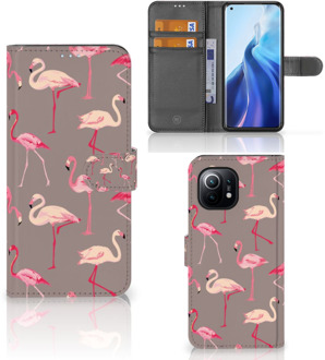 B2Ctelecom Hoesje met naam Xiaomi Mi 11 Wallet Book Case Flamingo