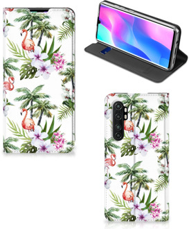 B2Ctelecom Hoesje met naam Xiaomi Mi Note 10 Lite Telefoonhoesje Flamingo Palms