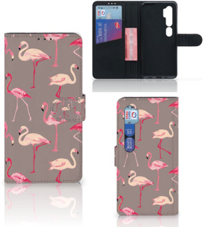 B2Ctelecom Hoesje met naam Xiaomi Mi Note 10 Pro Wallet Case Flamingo