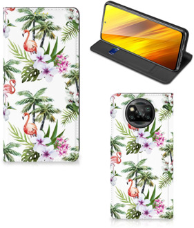 B2Ctelecom Hoesje met naam Xiaomi Poco X3 Telefoonhoesje Flamingo Palms