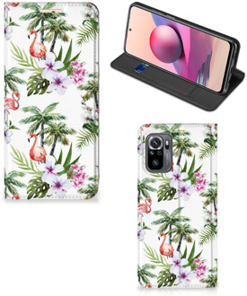 B2Ctelecom Hoesje met naam Xiaomi Redmi Note 10 4G | 10S Telefoonhoesje Flamingo Palms