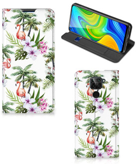 B2Ctelecom Hoesje met naam Xiaomi Redmi Note 9 Telefoonhoesje Flamingo Palms